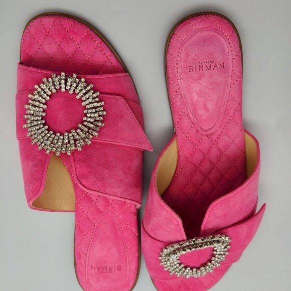 Sold Out $425 Alexandre Birman Madelina Crystal Embellished Suede Slide Sandals - Picture 5 of 10